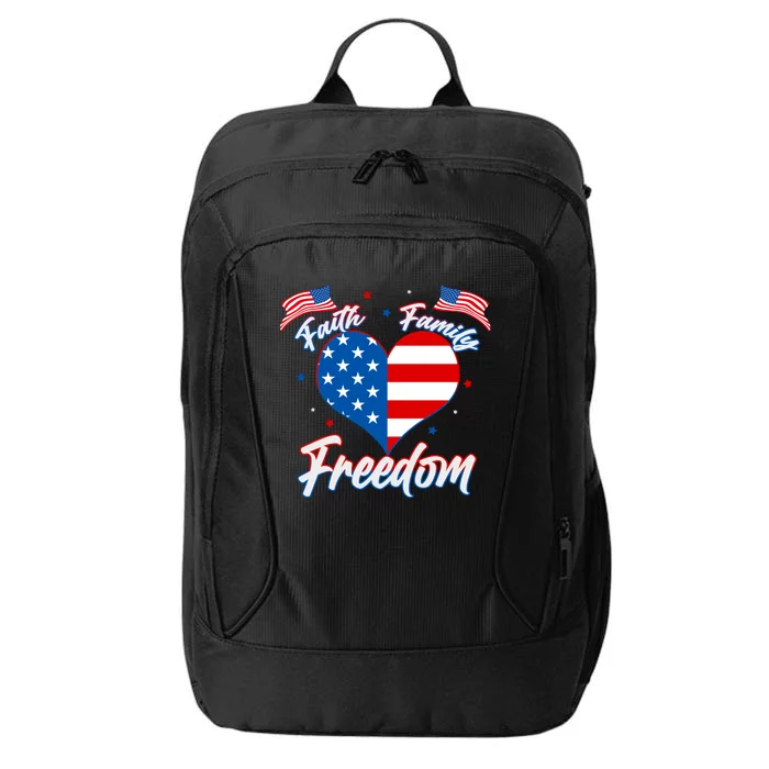 Faith Family Freedom USA American Flag Heart City Backpack