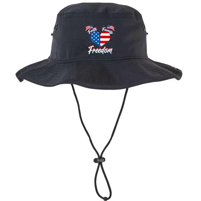 Faith Family Freedom USA American Flag Heart Legacy Cool Fit Booney Bucket Hat