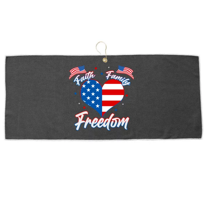 Faith Family Freedom USA American Flag Heart Large Microfiber Waffle Golf Towel