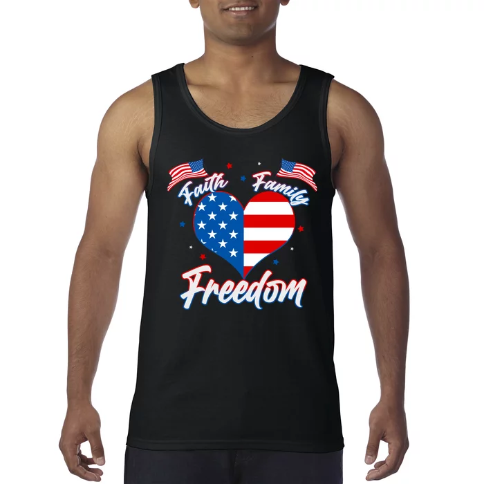 Faith Family Freedom USA American Flag Heart Tank Top