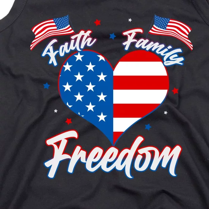 Faith Family Freedom USA American Flag Heart Tank Top