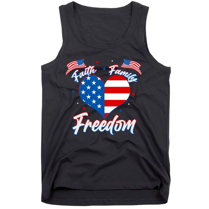 Faith Family Freedom USA American Flag Heart Tank Top