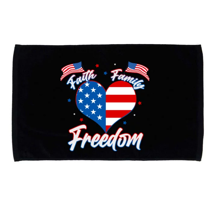 Faith Family Freedom USA American Flag Heart Microfiber Hand Towel