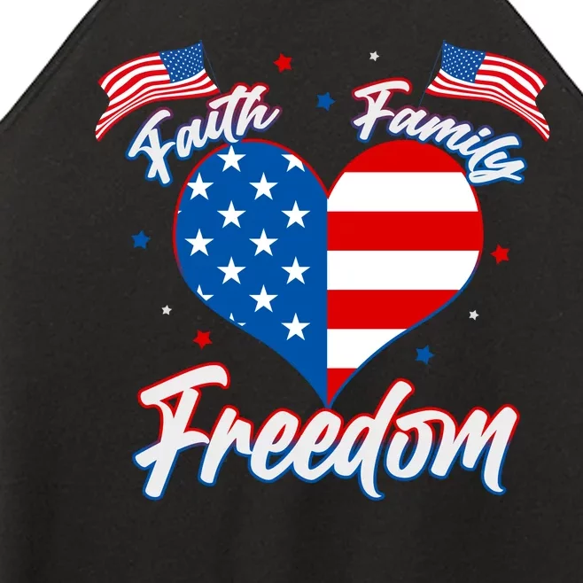 Faith Family Freedom USA American Flag Heart Women’s Perfect Tri Rocker Tank