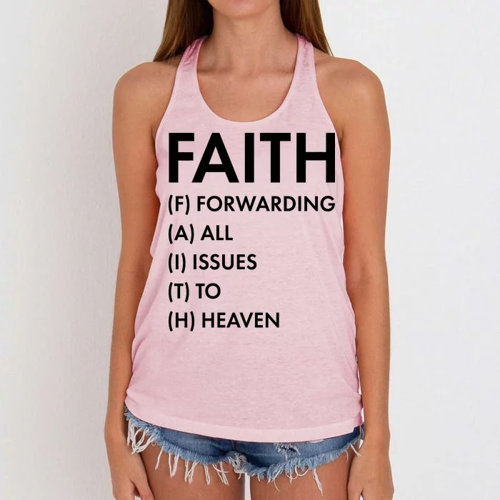 Faith Forwarding All Issues To Heaven Women's Knotted Racerback Tank