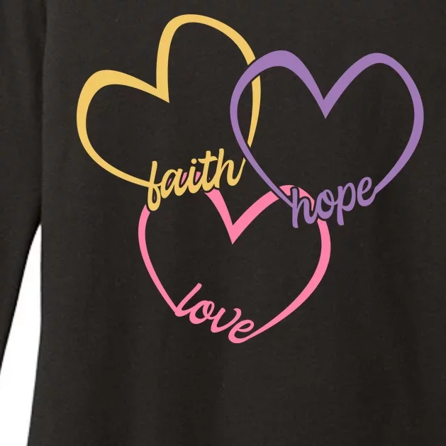 Faith Hope & Love Hearts Womens CVC Long Sleeve Shirt