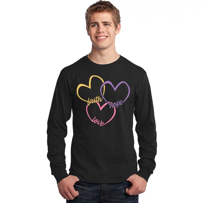 Faith Hope & Love Hearts Tall Long Sleeve T-Shirt