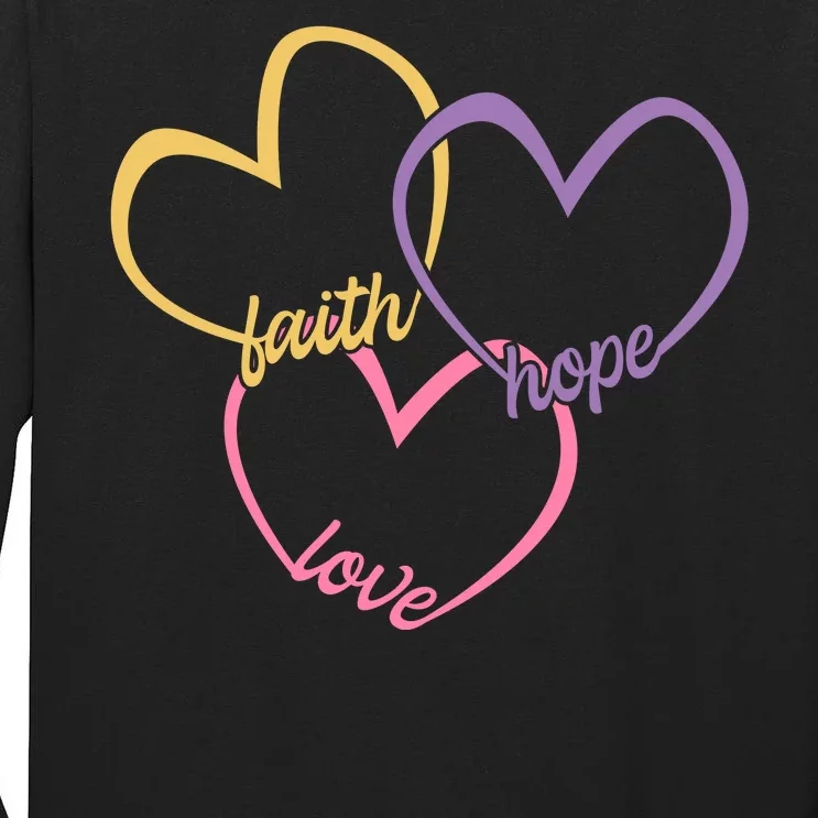 Faith Hope & Love Hearts Tall Long Sleeve T-Shirt