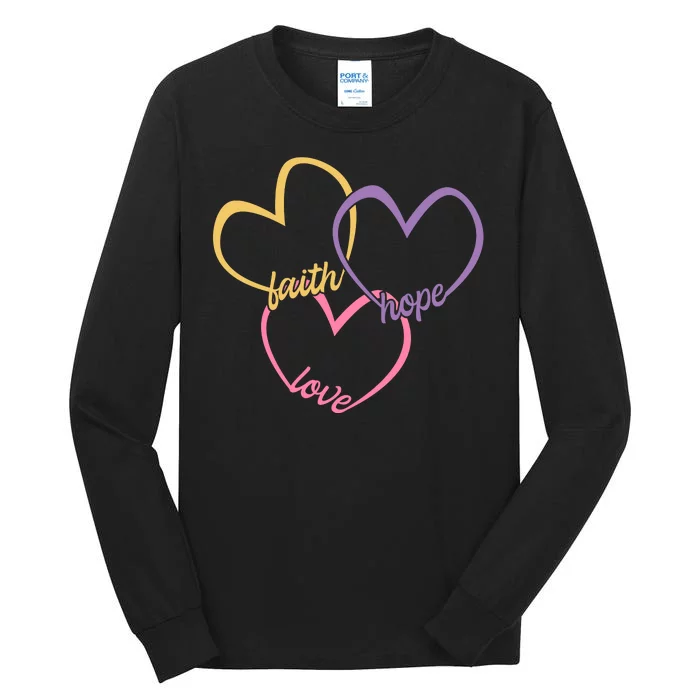 Faith Hope & Love Hearts Tall Long Sleeve T-Shirt