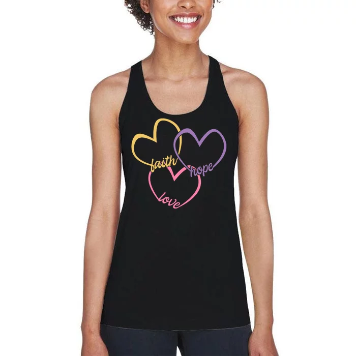 Faith Hope & Love Hearts Women's Racerback Tank