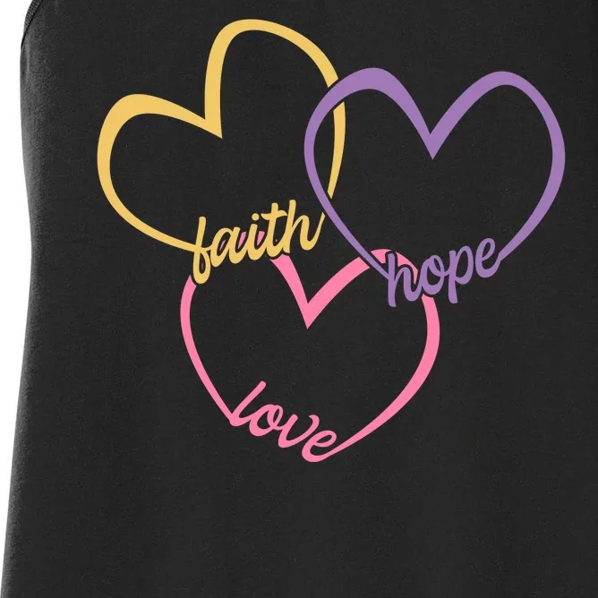 Faith Hope & Love Hearts Women's Racerback Tank