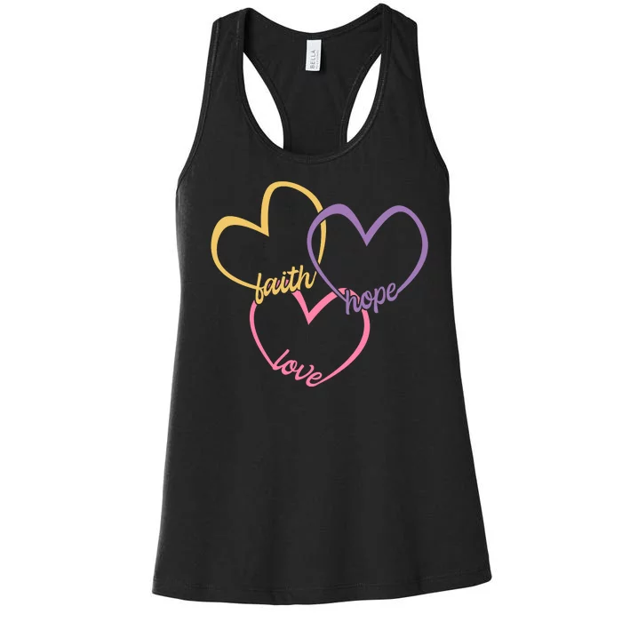 Faith Hope & Love Hearts Women's Racerback Tank