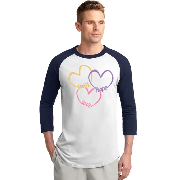 Faith Hope & Love Hearts Baseball Sleeve Shirt