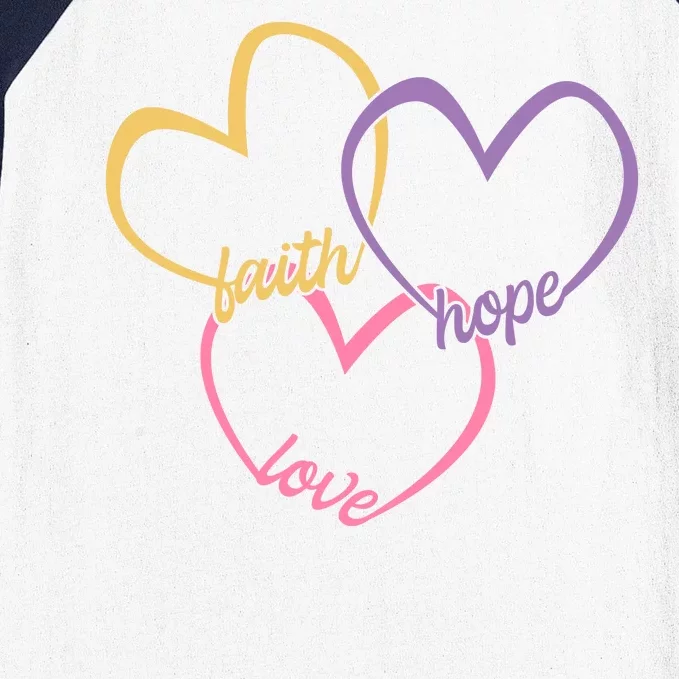 Faith Hope & Love Hearts Baseball Sleeve Shirt