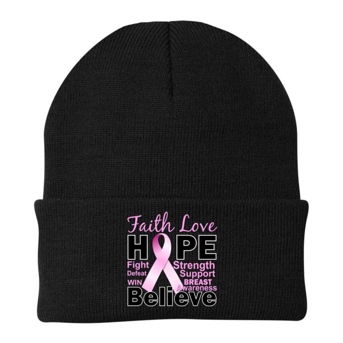 Faith Hope Breast Cancer Awareness Knit Cap Winter Beanie