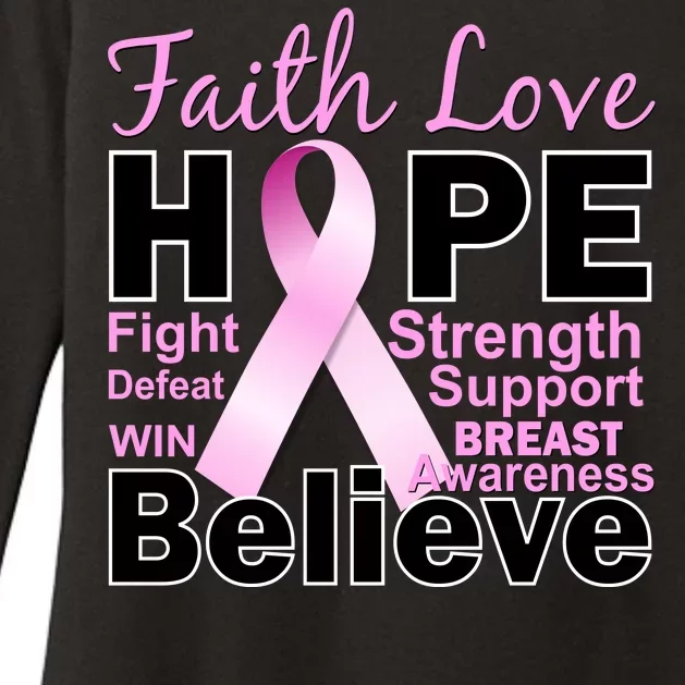 Faith Hope Breast Cancer Awareness Womens CVC Long Sleeve Shirt