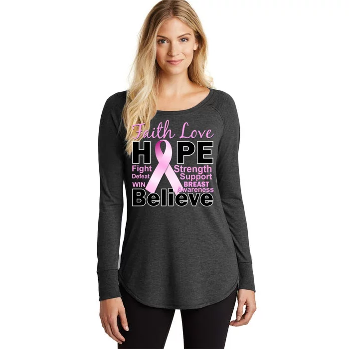 Faith Hope Breast Cancer Awareness Women's Perfect Tri Tunic Long Sleeve Shirt