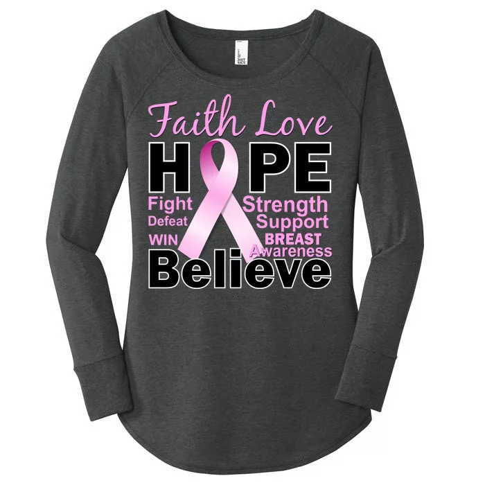 Faith Hope Breast Cancer Awareness Women's Perfect Tri Tunic Long Sleeve Shirt