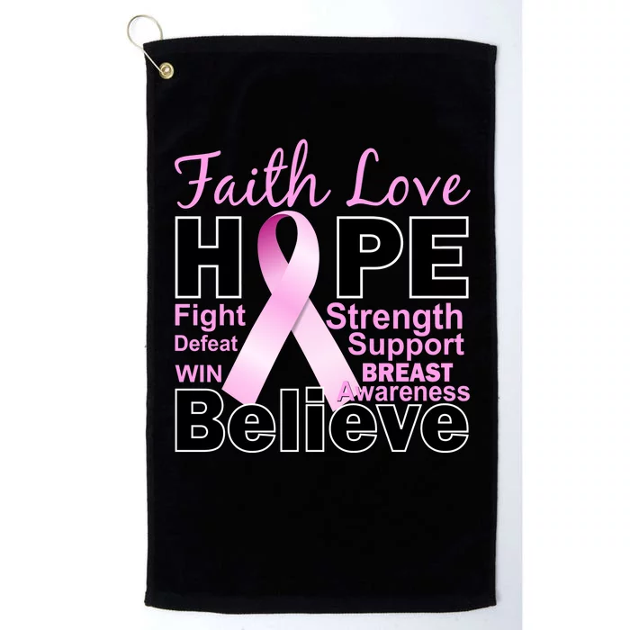 Faith Hope Breast Cancer Awareness Platinum Collection Golf Towel