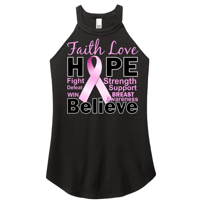 Faith Hope Breast Cancer Awareness Women’s Perfect Tri Rocker Tank