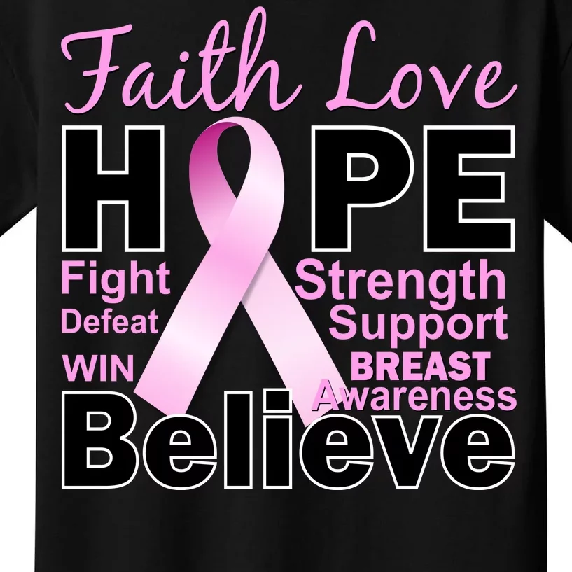 Faith Hope Breast Cancer Awareness Kids T-Shirt