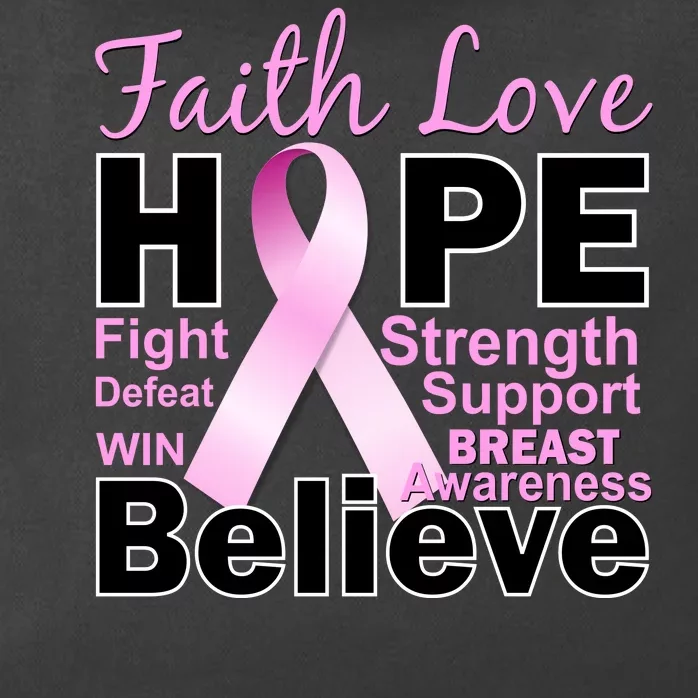 Faith Hope Breast Cancer Awareness Zip Tote Bag