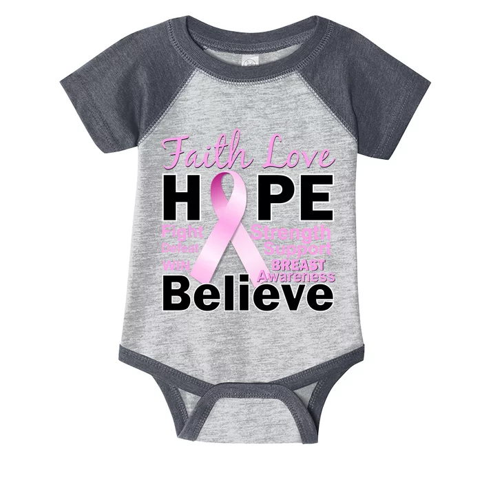 Faith Hope Breast Cancer Awareness Infant Baby Jersey Bodysuit