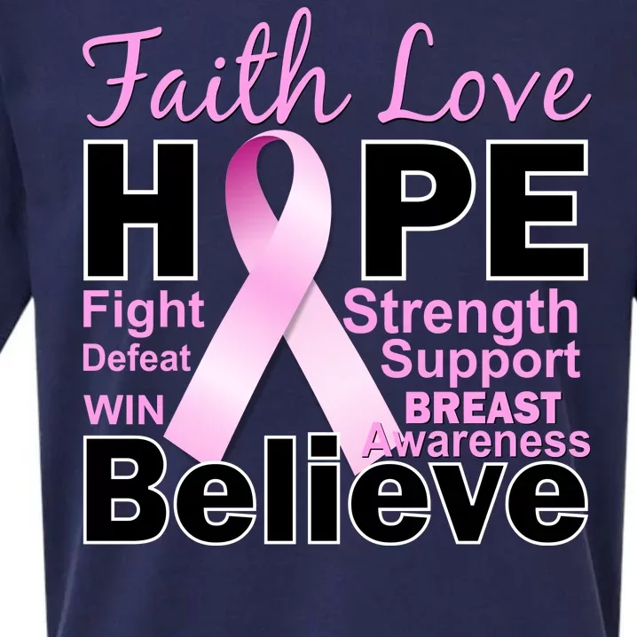 Faith Hope Breast Cancer Awareness Sueded Cloud Jersey T-Shirt