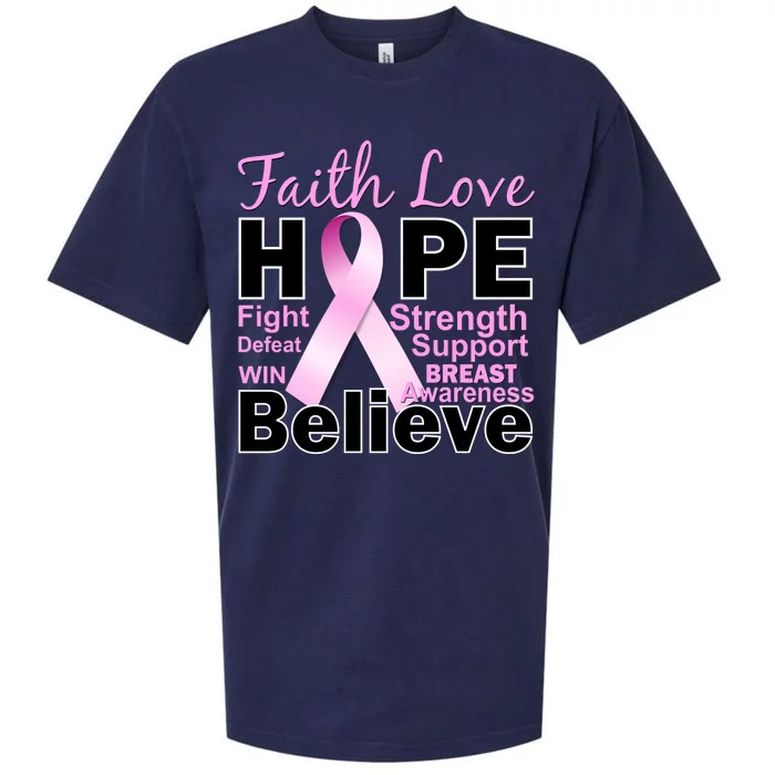 Faith Hope Breast Cancer Awareness Sueded Cloud Jersey T-Shirt