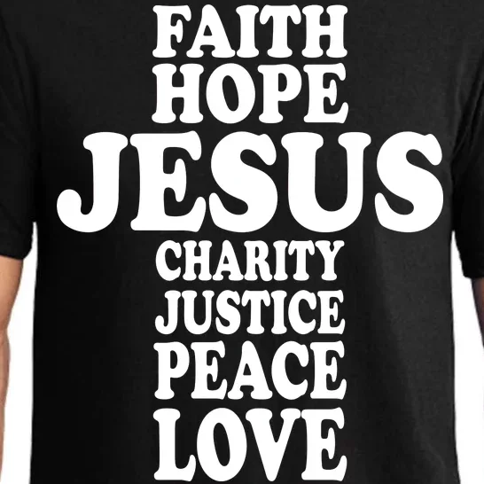 Faith Hope Jesus Charity Peace Love Word Cross Pajama Set