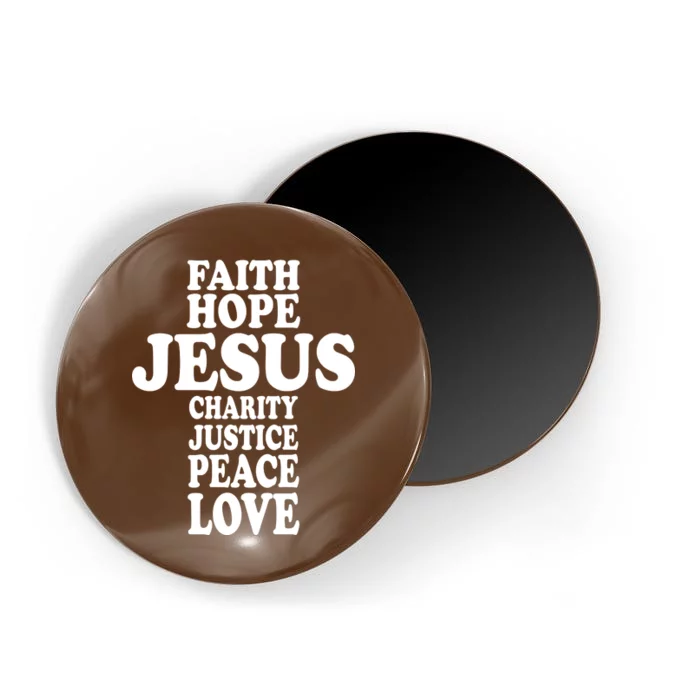 Faith Hope Jesus Charity Peace Love Word Cross Magnet