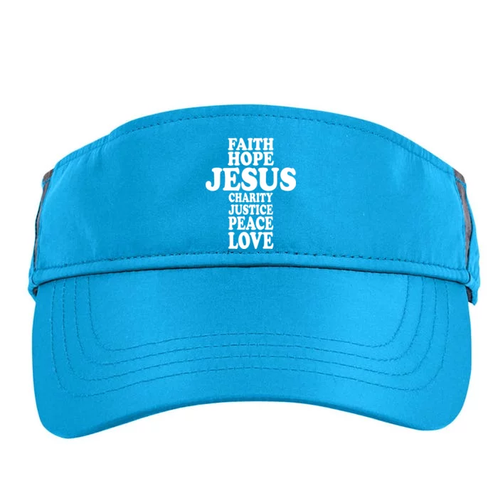 Faith Hope Jesus Charity Peace Love Word Cross Adult Drive Performance Visor