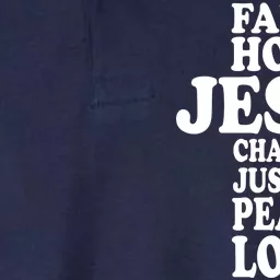 Faith Hope Jesus Charity Peace Love Word Cross Softstyle Adult Sport Polo