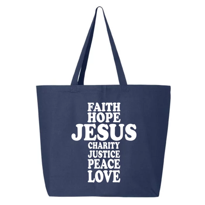 Faith Hope Jesus Charity Peace Love Word Cross 25L Jumbo Tote