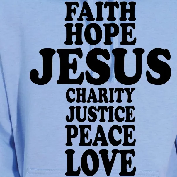 Faith Hope Jesus Charity Peace Love Word Cross Unisex Surf Hoodie