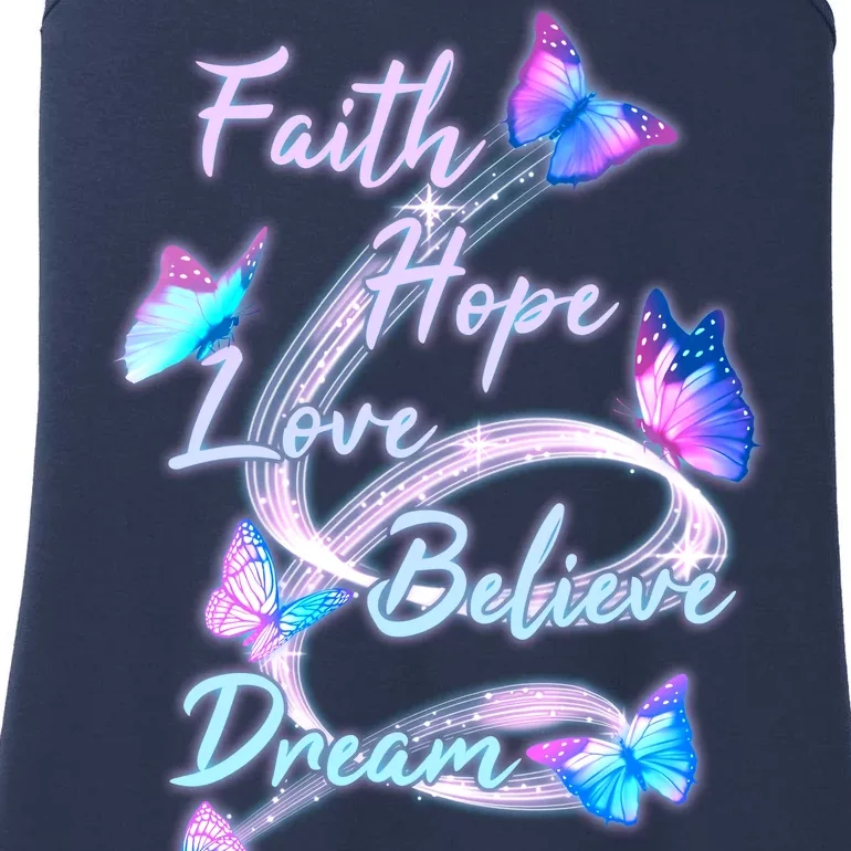 Faith Hope Love Believe Dream - Butterflies Ladies Essential Tank