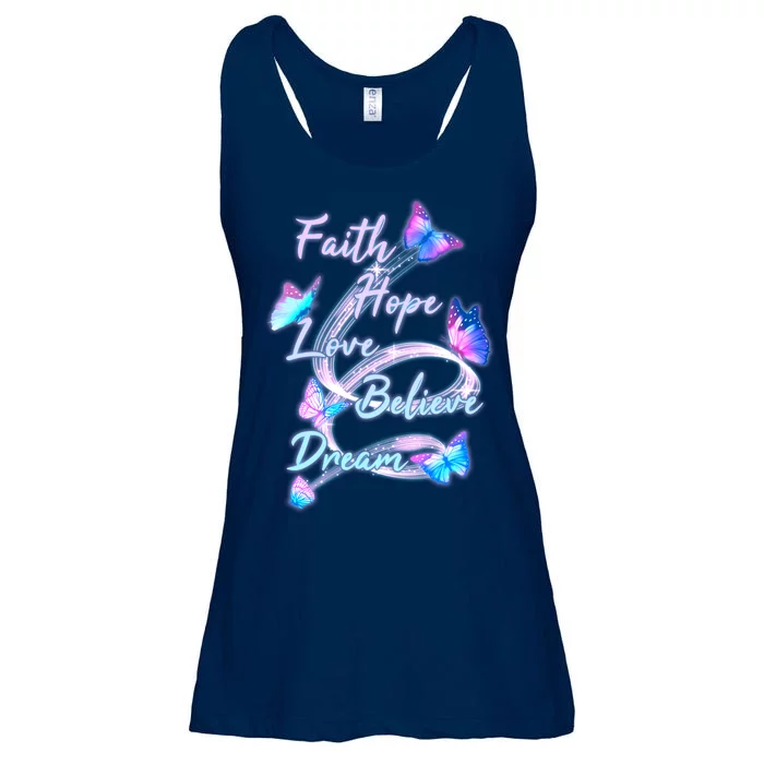 Faith Hope Love Believe Dream - Butterflies Ladies Essential Flowy Tank