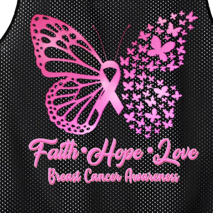 Faith Hope Love Breast Cancer Awareness Butterflies Mesh Reversible Basketball Jersey Tank