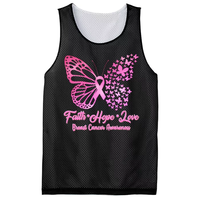 Faith Hope Love Breast Cancer Awareness Butterflies Mesh Reversible Basketball Jersey Tank