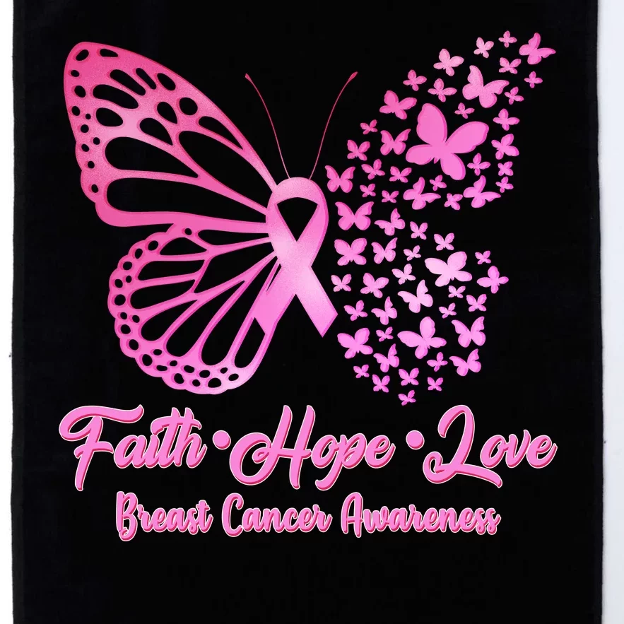 Faith Hope Love Breast Cancer Awareness Butterflies Platinum Collection Golf Towel