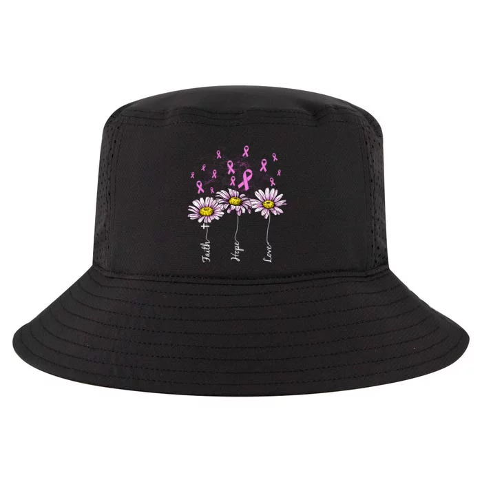 Faith Hope Love Breast Cancer Awareness Floral Cool Comfort Performance Bucket Hat