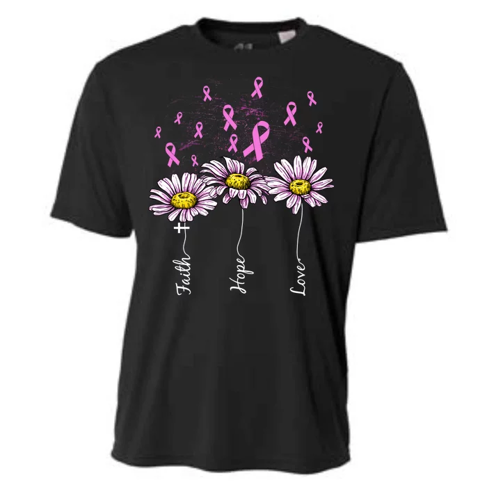 Faith Hope Love Breast Cancer Awareness Floral Cooling Performance Crew T-Shirt