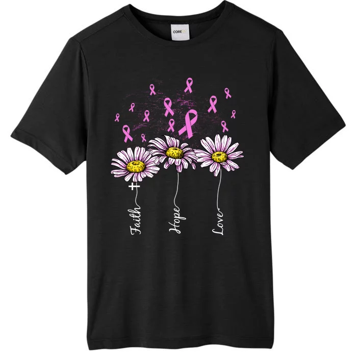 Faith Hope Love Breast Cancer Awareness Floral ChromaSoft Performance T-Shirt