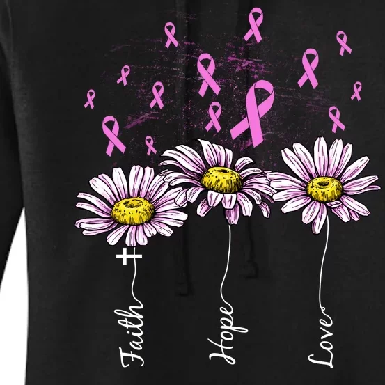 Faith Hope Love Breast Cancer Awareness Floral Women's Pullover Hoodie