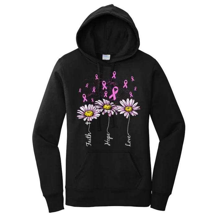 Faith Hope Love Breast Cancer Awareness Floral Women's Pullover Hoodie