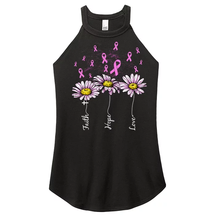 Faith Hope Love Breast Cancer Awareness Floral Women’s Perfect Tri Rocker Tank