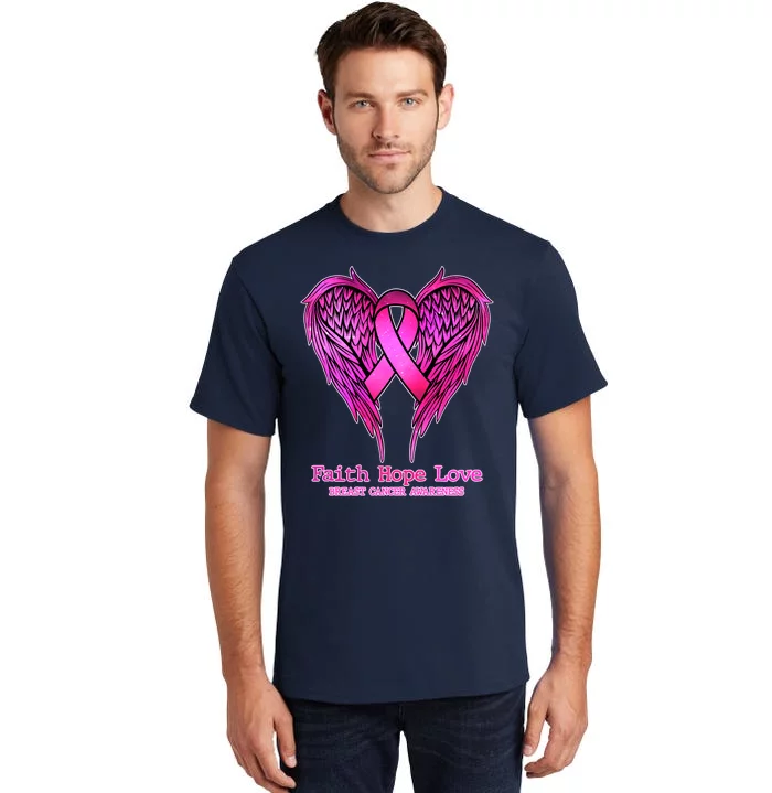 Faith Hope Love Breast Cancer Awareness Galaxy Wings Tall T-Shirt