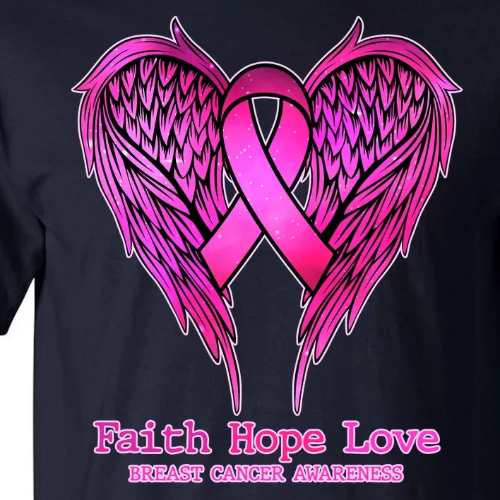 Faith Hope Love Breast Cancer Awareness Galaxy Wings Tall T-Shirt