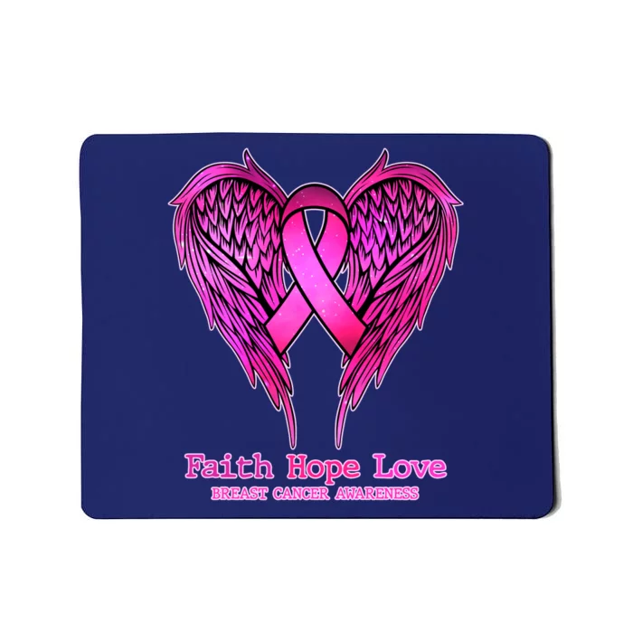 Faith Hope Love Breast Cancer Awareness Galaxy Wings Mousepad