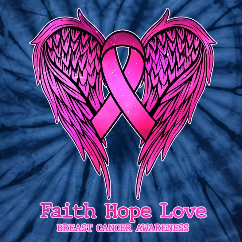 Faith Hope Love Breast Cancer Awareness Galaxy Wings Tie-Dye T-Shirt